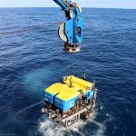 ROV Jason returns to the ship. (Photo by Hannah Piecuch, © Woods Hole Oceanographic Institution)