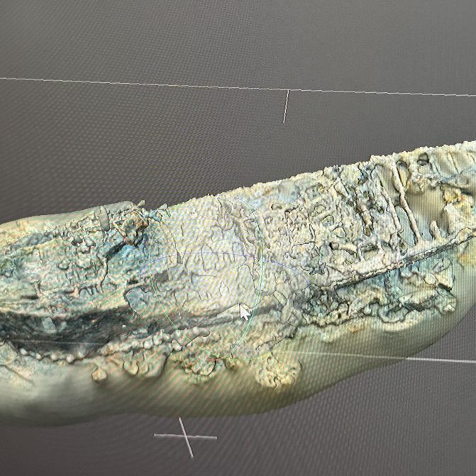 Initial, low-resolution reconstruction of the wreck of Quest. Credit: Canadian Geographic and Voyis